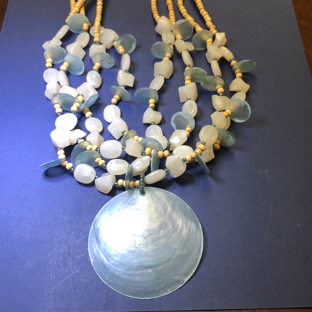 Capize Shell Multi Strand Statement Necklace